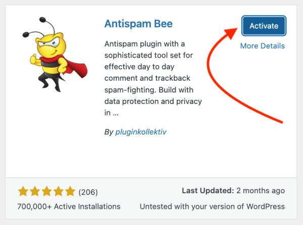 Activating a WordPress plugin after installation