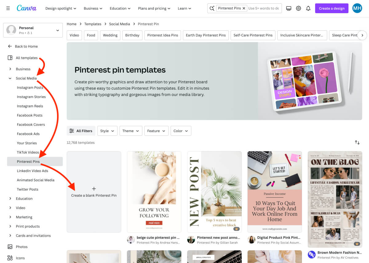 Canva for beginners - How to create a Pinterest Pin with Canva