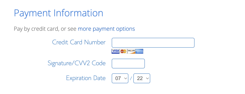 Create your Bluehost account – Payment information