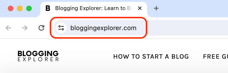 Domain name in web browser URL bar
