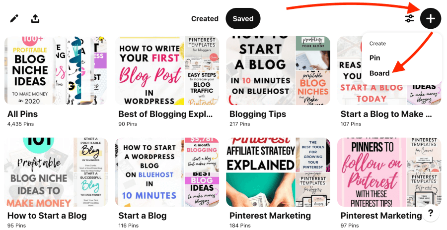 How to create a new Pinterest board