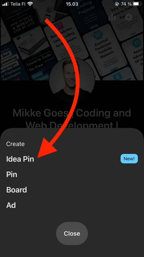 How to create an Idea Pin in the Pinterest app