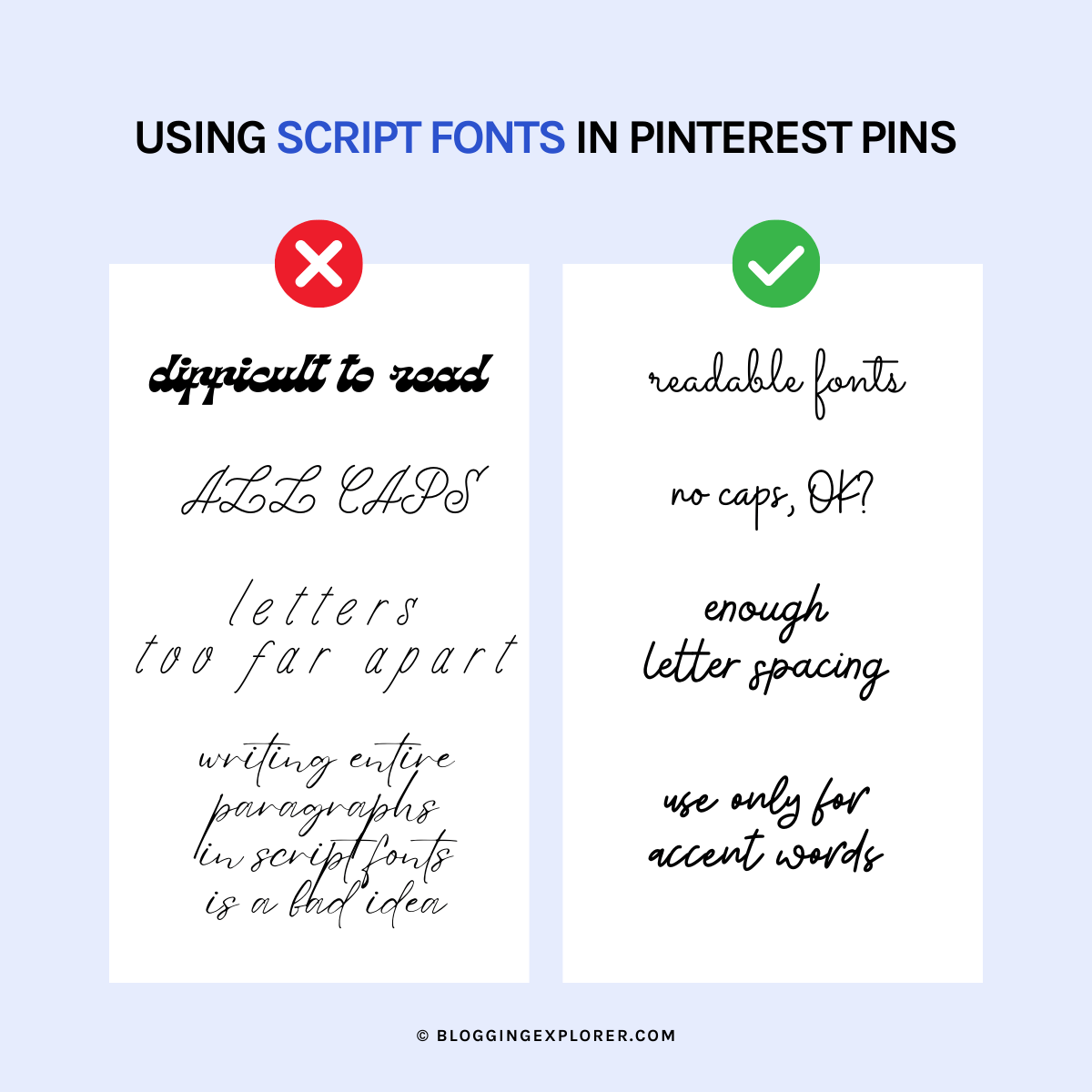 How to use script fonts in Pinterest pins correctly