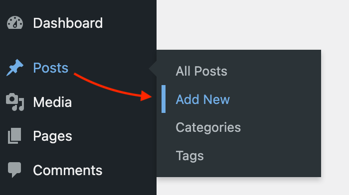 Navigate to Posts – Add New in your WordPress dashboard