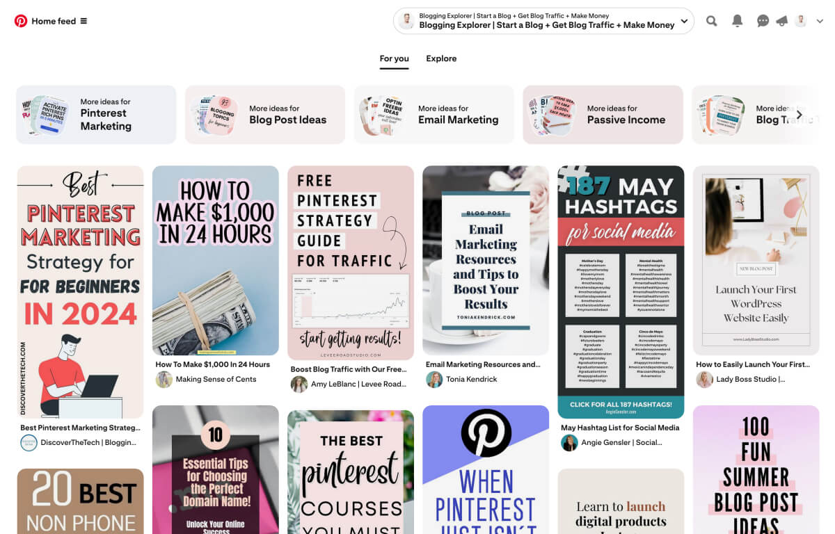 Pinterest Home feed