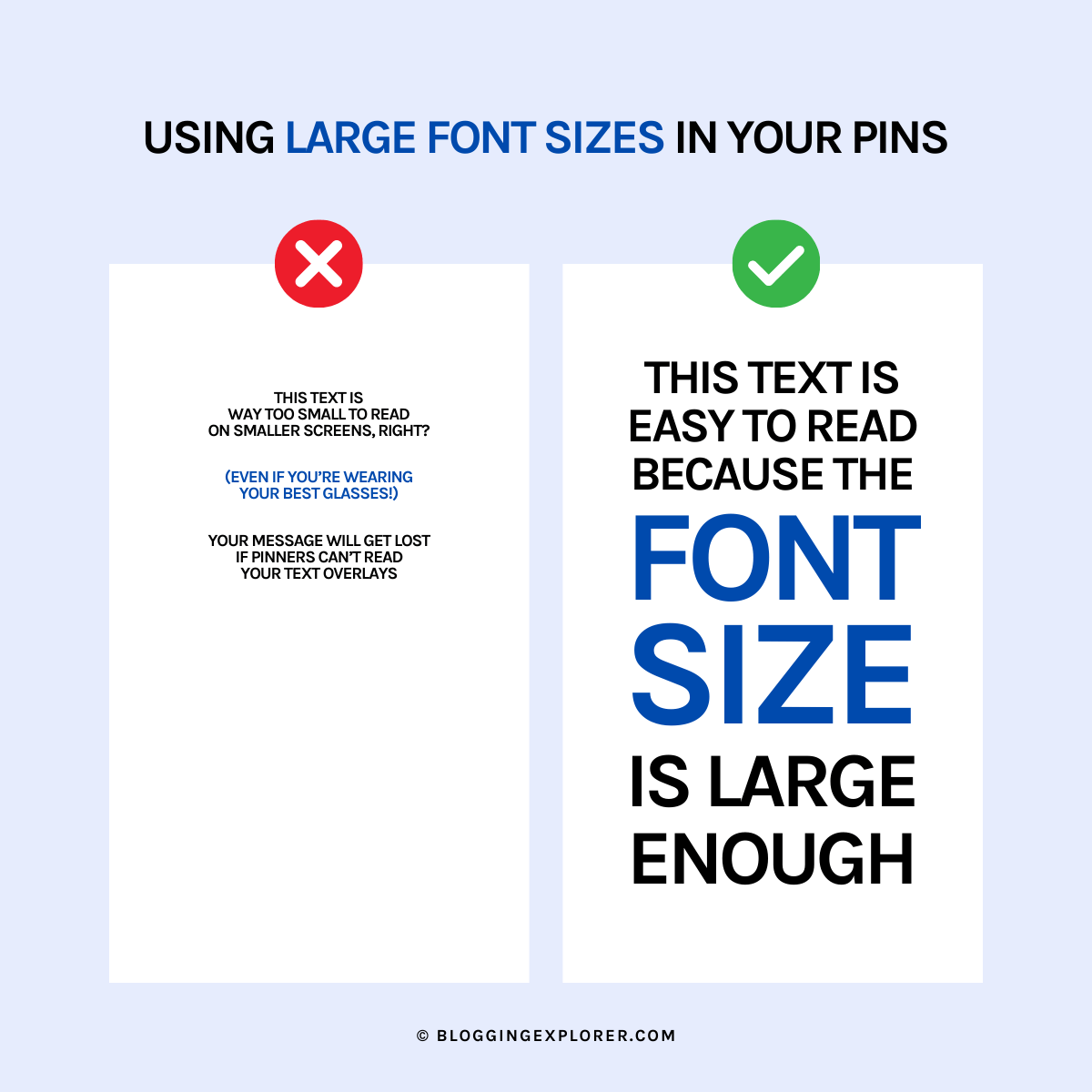 Using large font sizes for Pinterest pin design