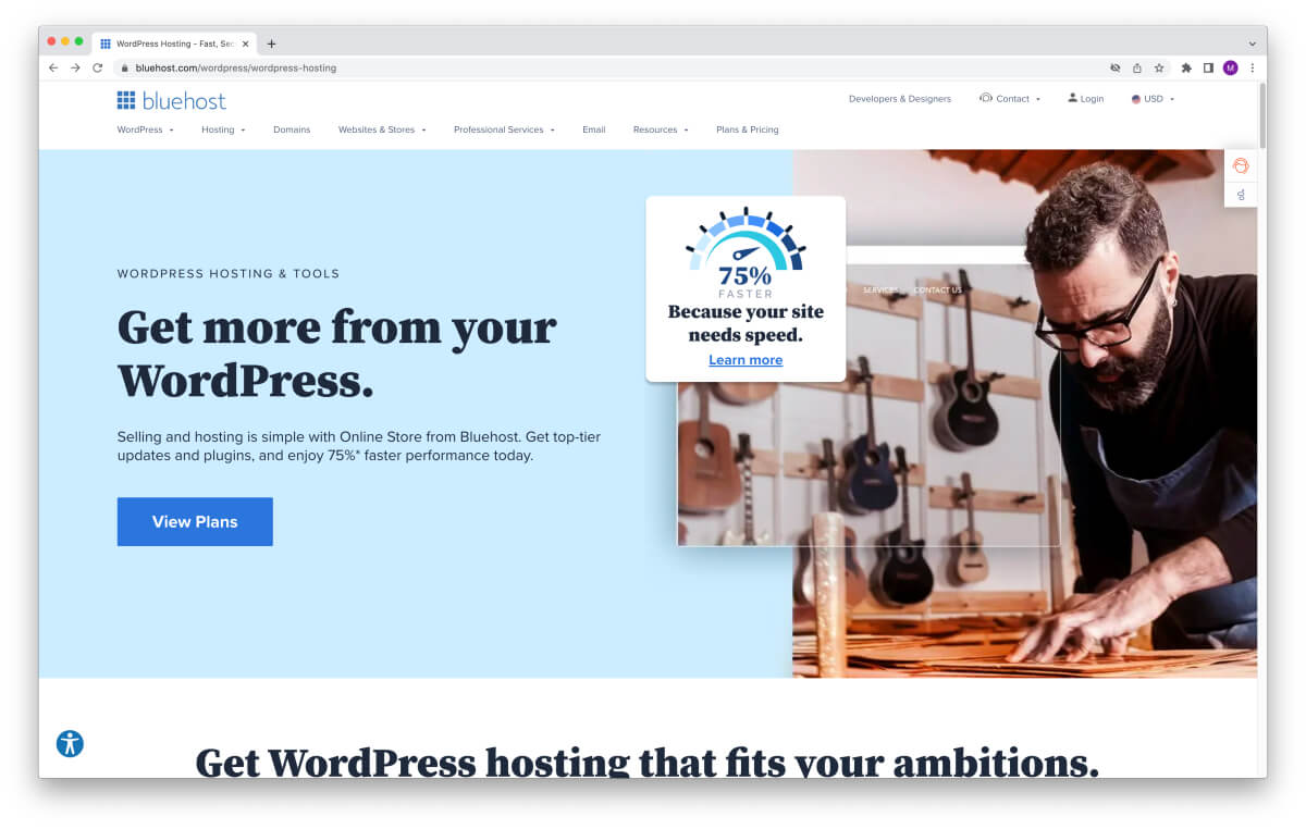 WordPress web hosting on Bluehost
