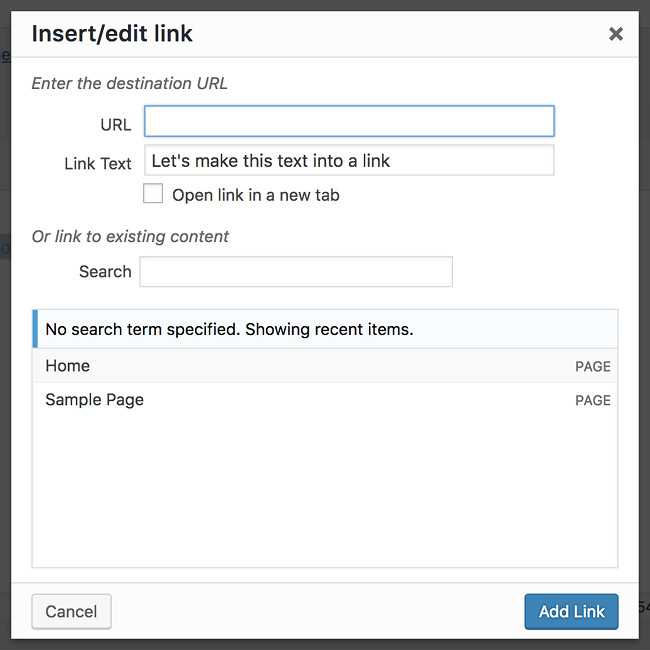 How to write a blog post in WordPress: how to add a link