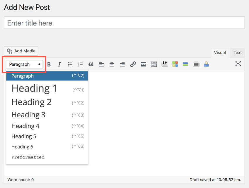 How to write a blog post in WordPress: how to edit text and headings